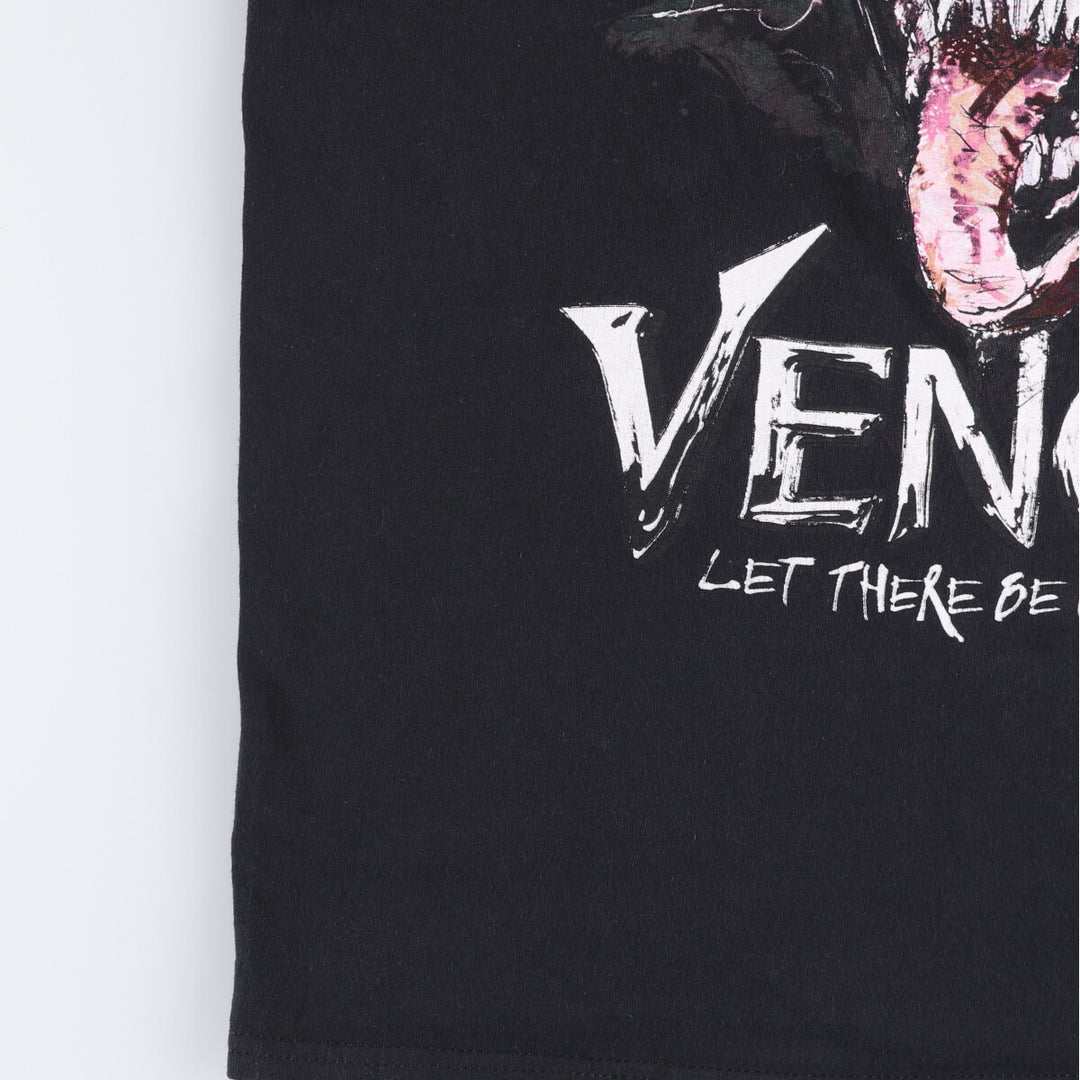 VENOM Venom character print T-shirt Men's L size cotton black type Vintage Second Hand