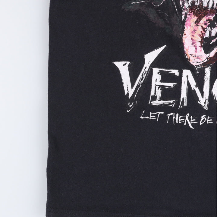 VENOM Venom character print T-shirt Men's L size cotton black type Vintage Second Hand