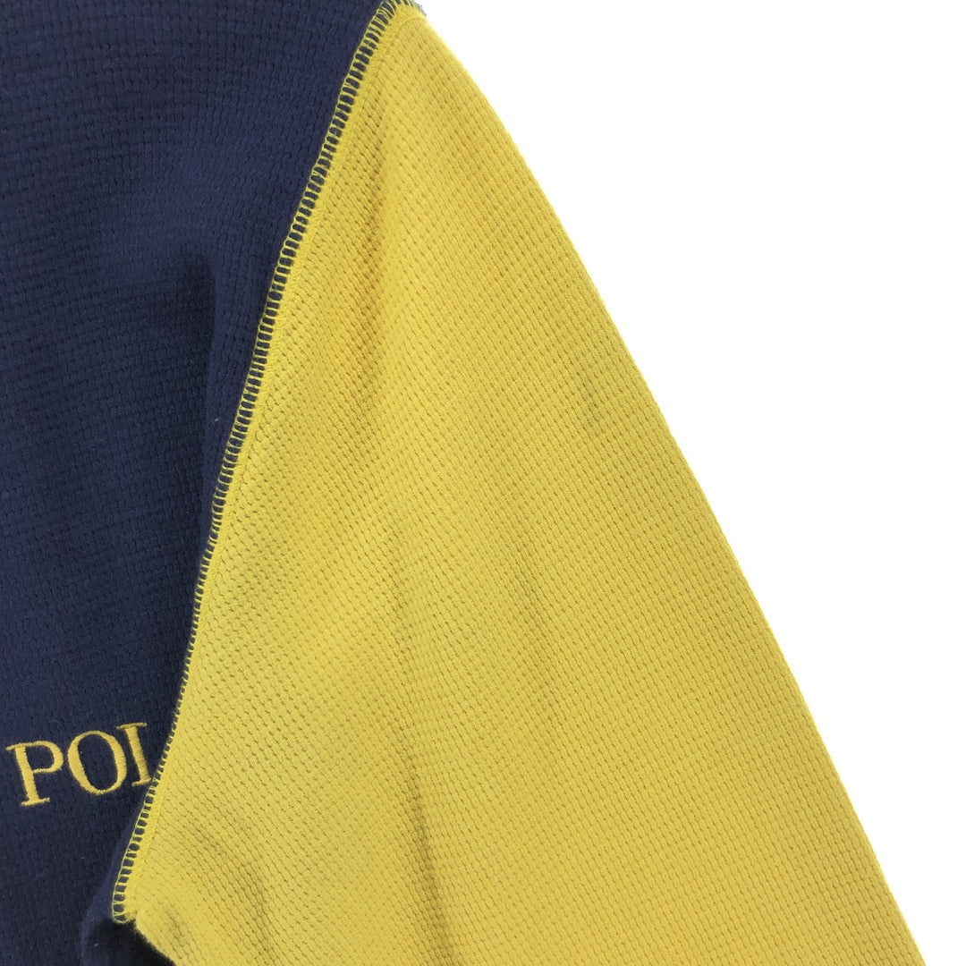 Ralph Lauren POLO RALPH LAUREN Thermal Long T-shirt Waffle Men's M size cotton navy blue type Vintage Second Hand