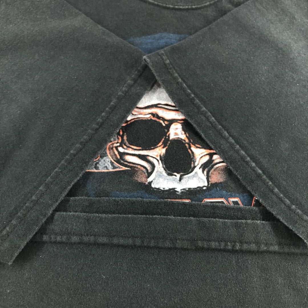 00'S Harley-Davidson Skull Pattern Motorcycle Bike T-shirt Made in USA Men's L size cotton black type Vintage Second Hand