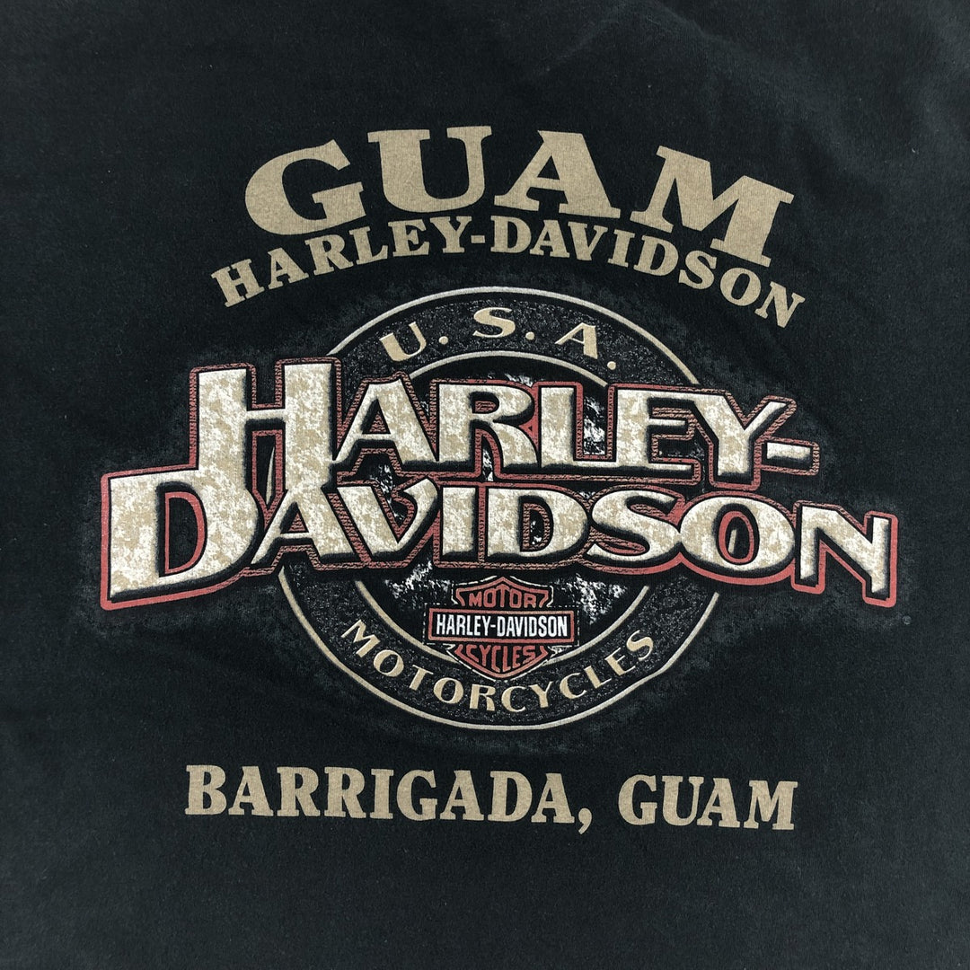 00'S Harley-Davidson Skull Pattern Motorcycle Bike T-shirt Made in USA Men's L size cotton black type Vintage Second Hand