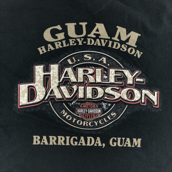 00'S Harley-Davidson Skull Pattern Motorcycle Bike T-shirt Made in USA Men's L size cotton black type Vintage Second Hand