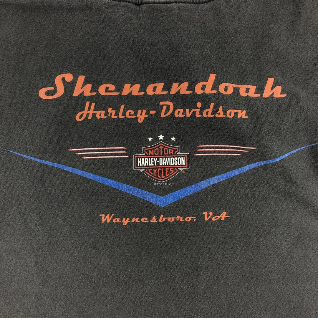 00'S Harley-Davidson Motorcycle Bike T-shirt Made in USA Men's M size cotton black type Vintage Second Hand
