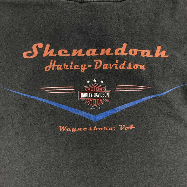 00'S Harley-Davidson Motorcycle Bike T-shirt Made in USA Men's M size cotton black type Vintage Second Hand
