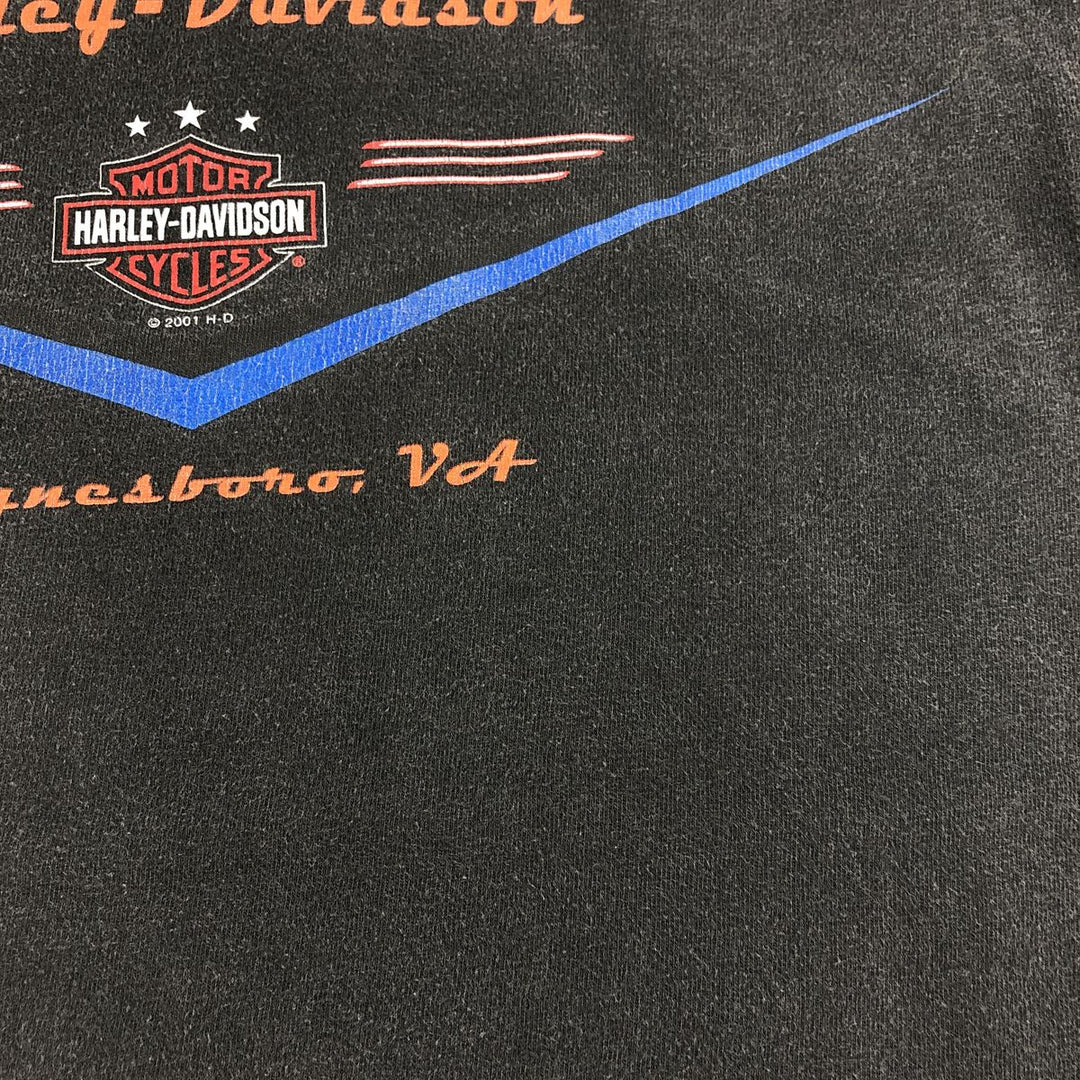00'S Harley-Davidson Motorcycle Bike T-shirt Made in USA Men's M size cotton black type Vintage Second Hand
