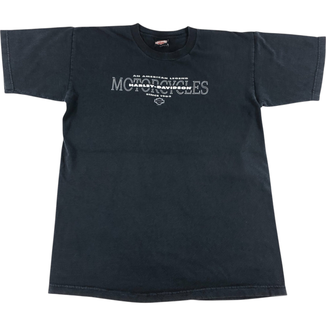 00'S Harley-Davidson Motorcycle Bike T-shirt Made in USA Men's M size unclear black type Vintage Second Hand