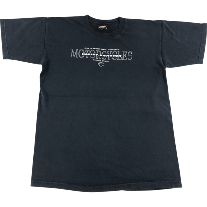 00'S Harley-Davidson Motorcycle Bike T-shirt Made in USA Men's M size unclear black type Vintage Second Hand