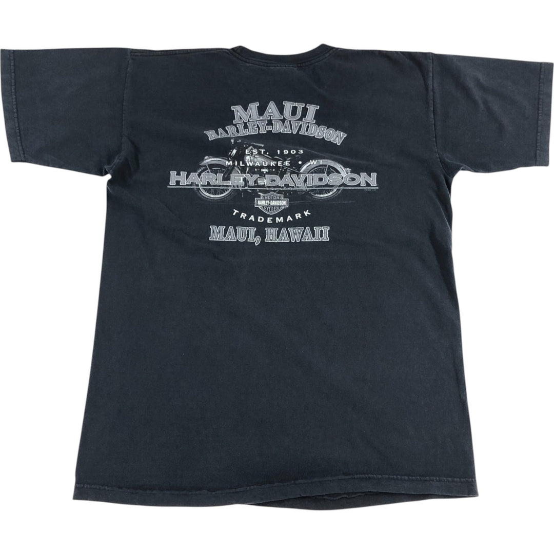 00'S Harley-Davidson Motorcycle Bike T-shirt Made in USA Men's M size unclear black type Vintage Second Hand