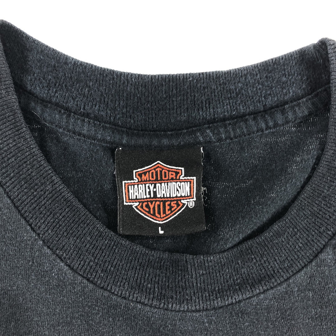 00'S Harley-Davidson Motorcycle Bike T-shirt Made in USA Men's M size unclear black type Vintage Second Hand