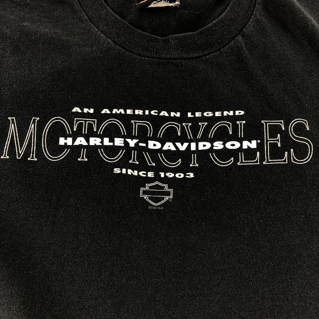 00'S Harley-Davidson Motorcycle Bike T-shirt Made in USA Men's M size unclear black type Vintage Second Hand