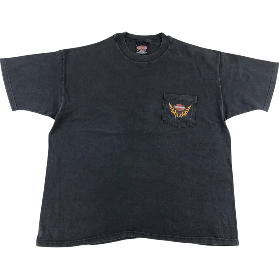 00'S Harley-Davidson Motorcycle Bike T-shirt Made in USA Men's XL cotton black type Vintage Second Hand