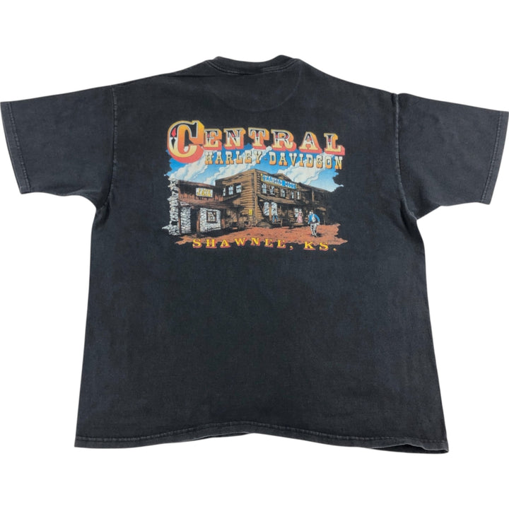 00'S Harley-Davidson Motorcycle Bike T-shirt Made in USA Men's XL cotton black type Vintage Second Hand