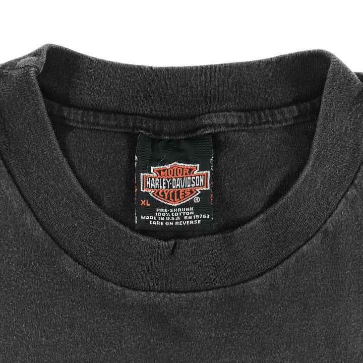 00'S Harley-Davidson Motorcycle Bike T-shirt Made in USA Men's XL cotton black type Vintage Second Hand