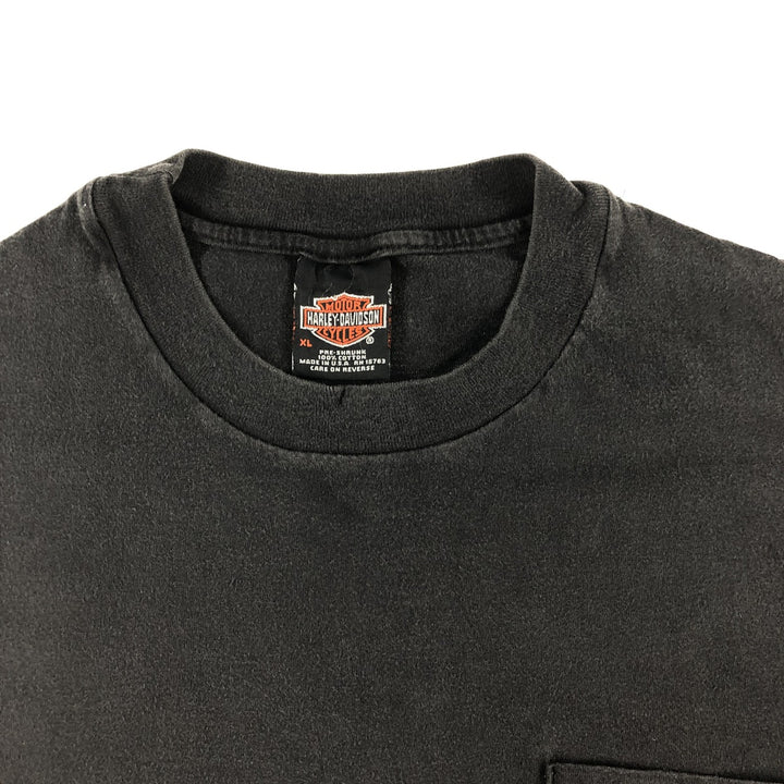 00'S Harley-Davidson Motorcycle Bike T-shirt Made in USA Men's XL cotton black type Vintage Second Hand