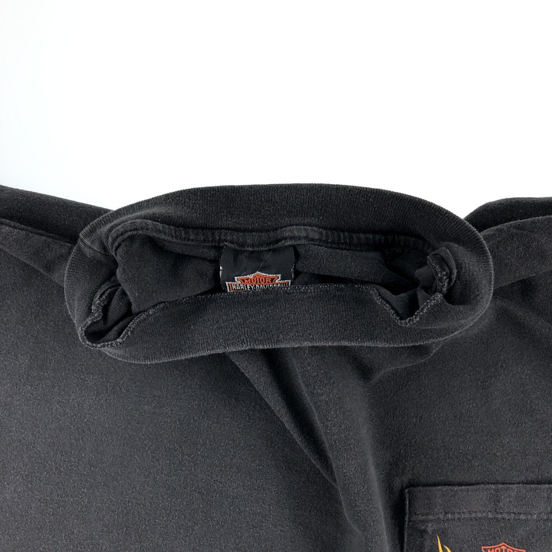 00'S Harley-Davidson Motorcycle Bike T-shirt Made in USA Men's XL cotton black type Vintage Second Hand