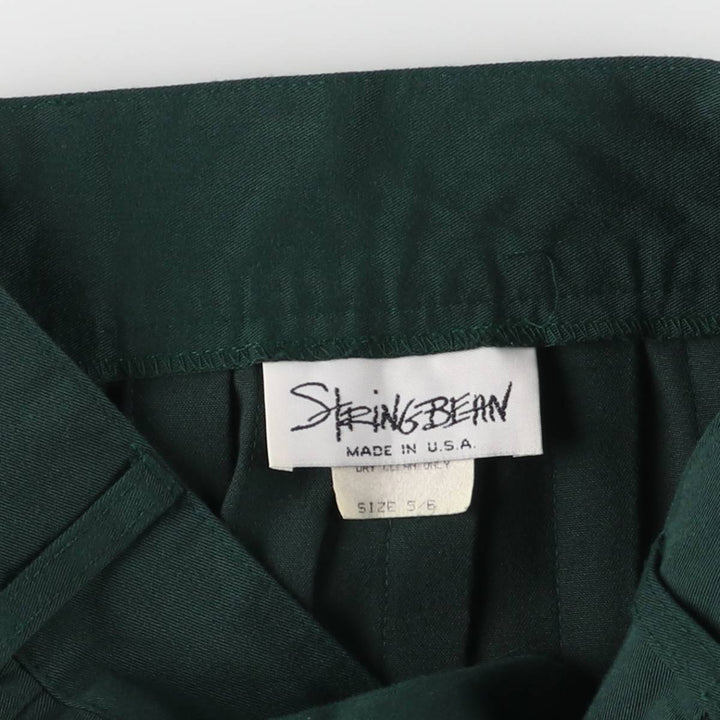 STRING BEAN Half-length Pleated Skirt Made in USA Women's M Vintage polyester Green type dark green Vintage Second Hand