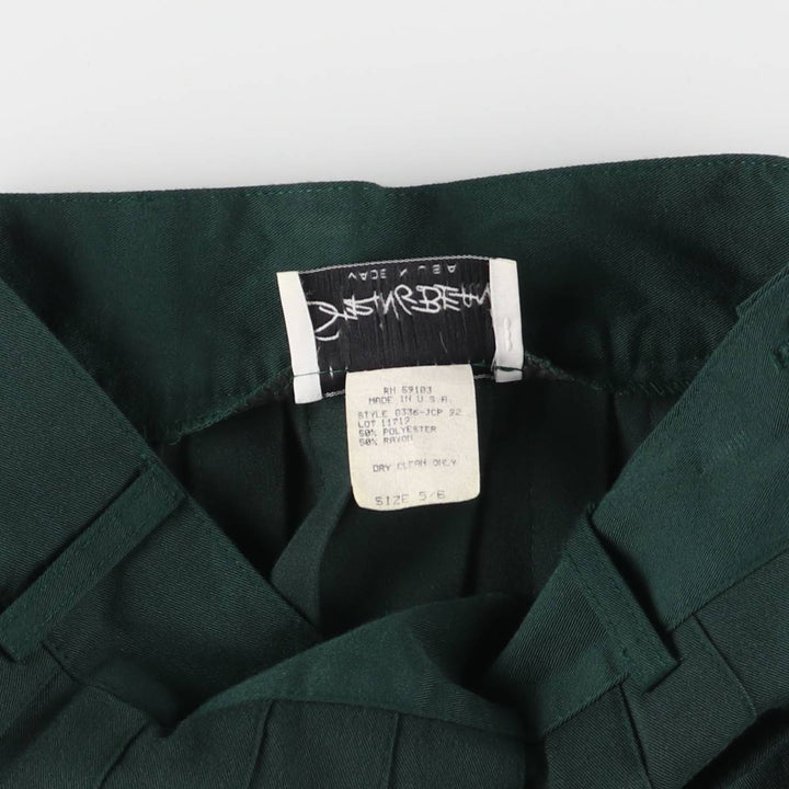 STRING BEAN Half-length Pleated Skirt Made in USA Women's M Vintage polyester Green type dark green Vintage Second Hand
