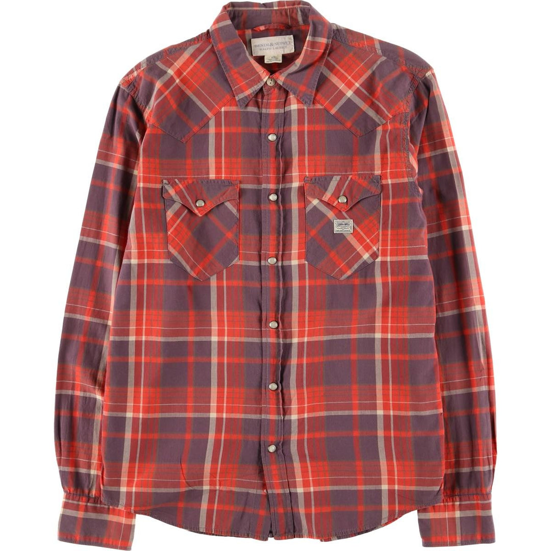 Ralph Lauren DENIM and SUPPLY Denim and Supply Check Pattern Long Sleeve Western Shirt Men's M cotton red type Vintage Second Hand