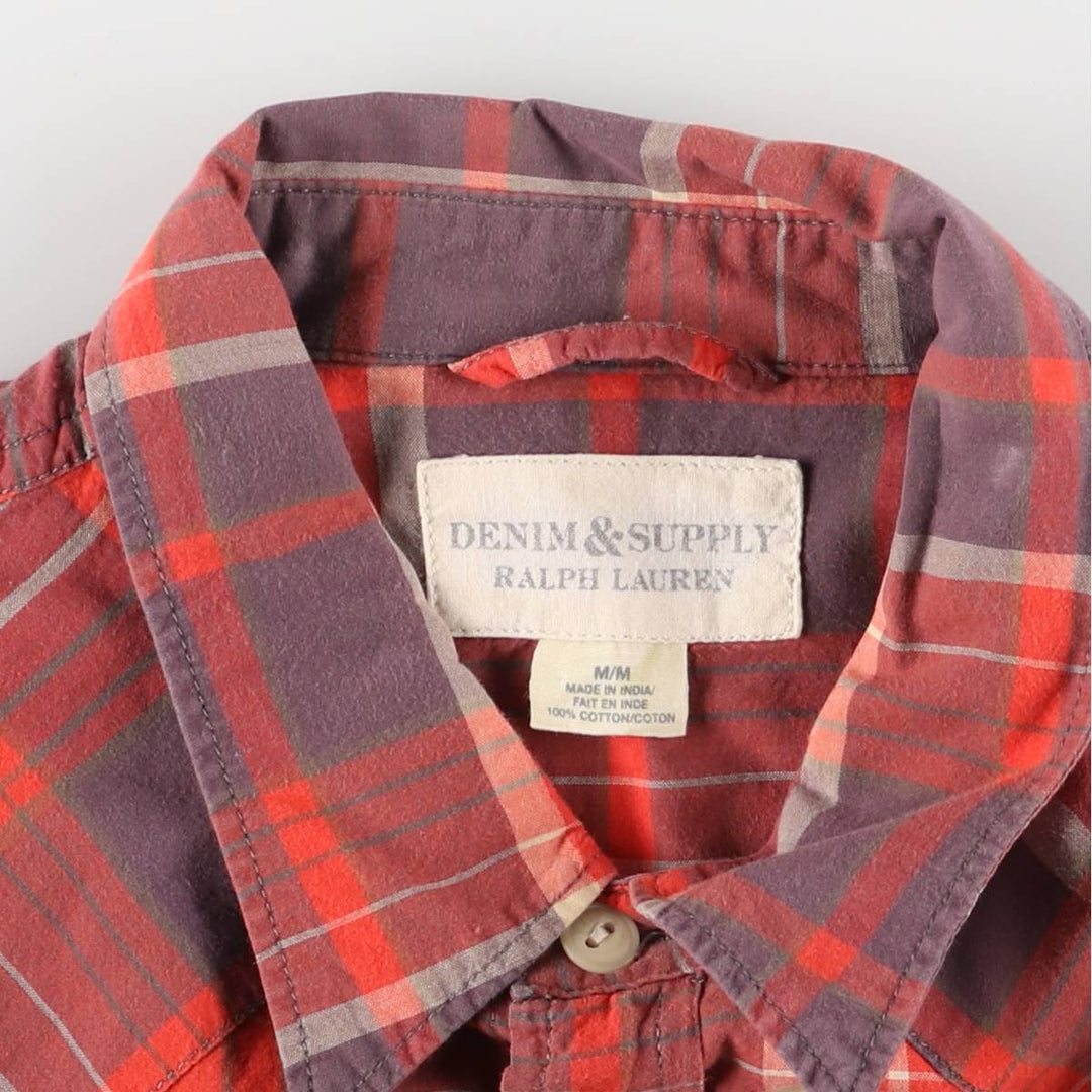 Ralph Lauren DENIM and SUPPLY Denim and Supply Check Pattern Long Sleeve Western Shirt Men's M cotton red type Vintage Second Hand