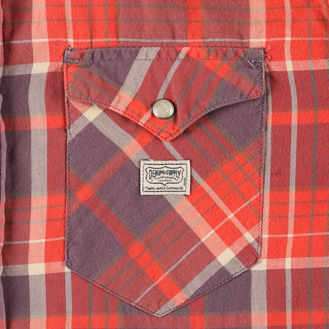Ralph Lauren DENIM and SUPPLY Denim and Supply Check Pattern Long Sleeve Western Shirt Men's M cotton red type Vintage Second Hand