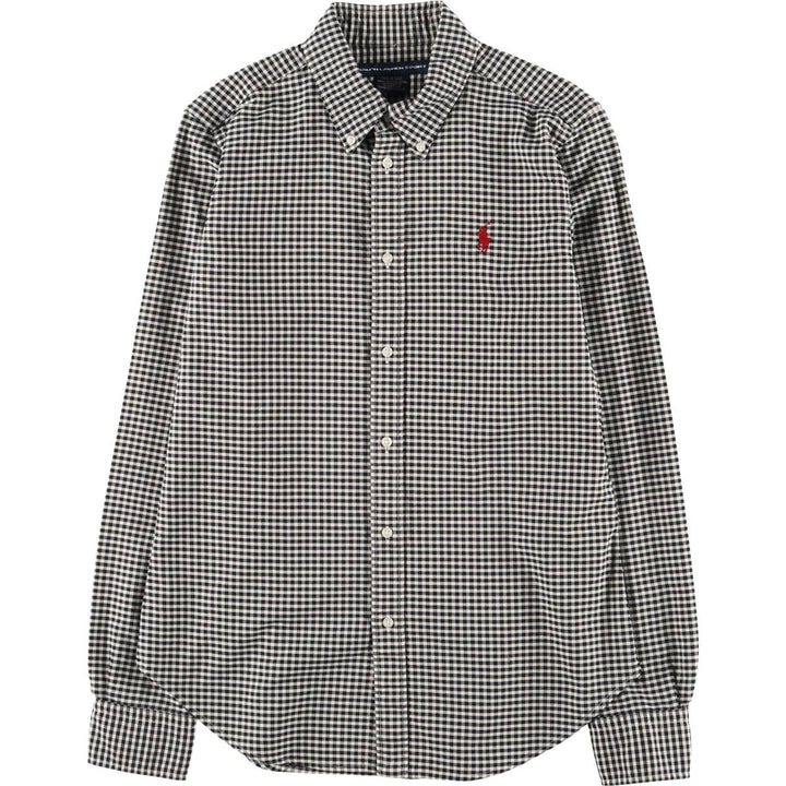 Ralph Lauren RALPH LAUREN SPORT Gingham Check Long Sleeve Button Down Check Shirt Women's M cotton black type Vintage Second Hand