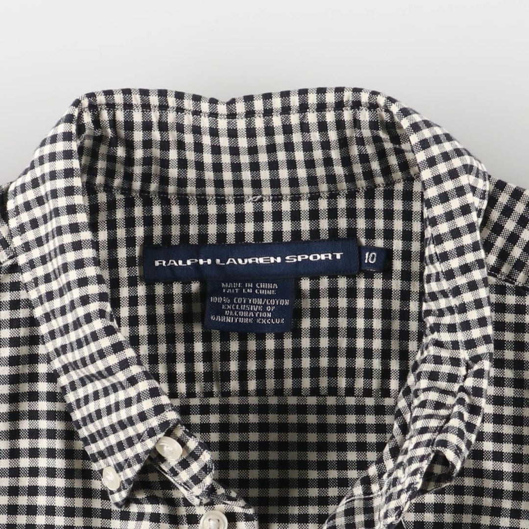 Ralph Lauren RALPH LAUREN SPORT Gingham Check Long Sleeve Button Down Check Shirt Women's M cotton black type Vintage Second Hand