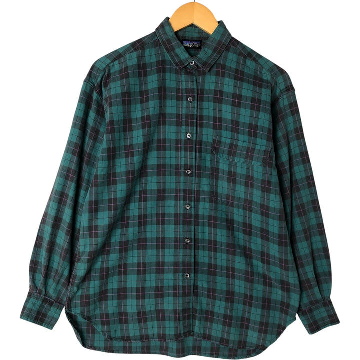 Patagonia Long Sleeve Check Shirt, Women's M Size unclear green type Vintage Second Hand