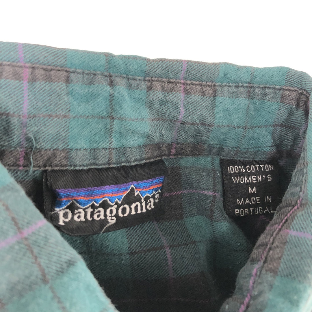Patagonia Long Sleeve Check Shirt, Women's M Size unclear green type Vintage Second Hand