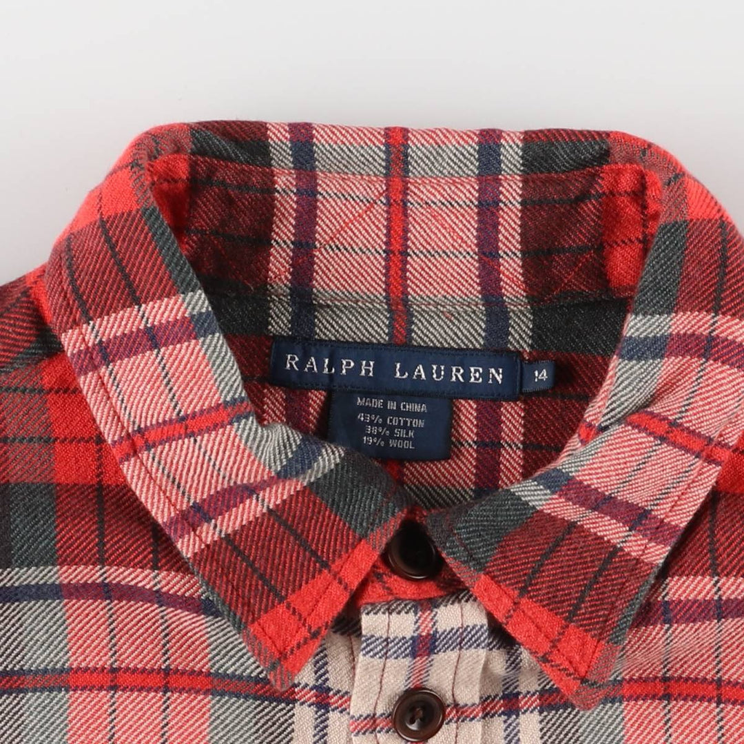 Ralph Lauren long sleeve check shirt, women's size M cotton red type Vintage Second Hand