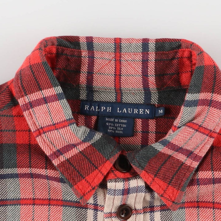 Ralph Lauren long sleeve check shirt, women's size M cotton red type Vintage Second Hand