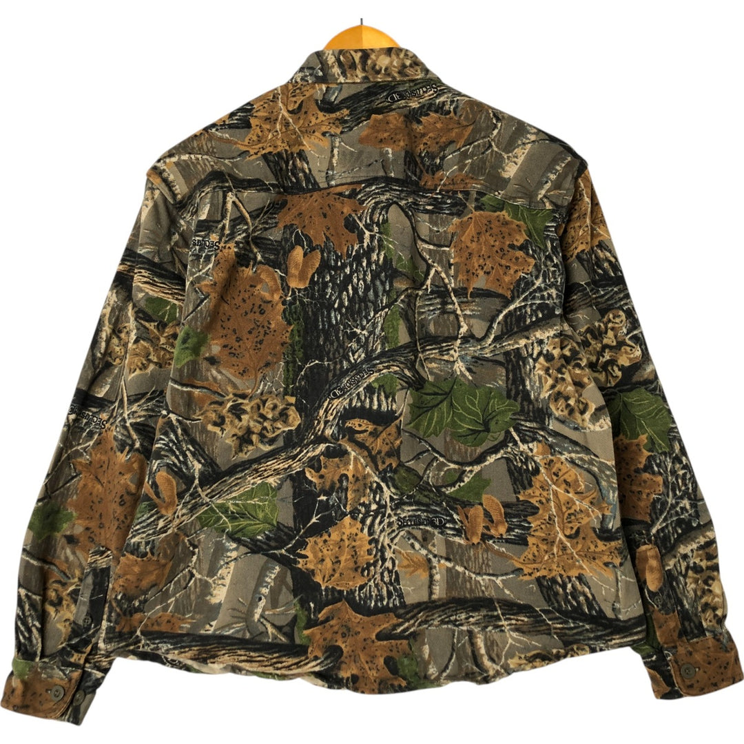 90'S Cabela's FOR WOMEN Camouflage Pattern Realtree Camo Print Flannel Long Sleeve Button-Down Heavy Flannel Shirt, Size M cotton Khaki type Vintage Second Hand