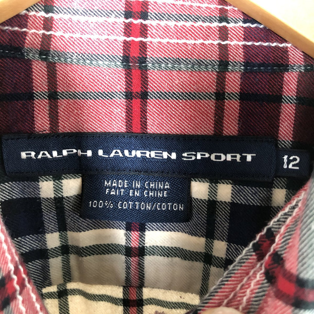 Ralph Lauren RALPH LAUREN SPORT long sleeve cotton check shirt women's size M cotton red type Vintage Second Hand