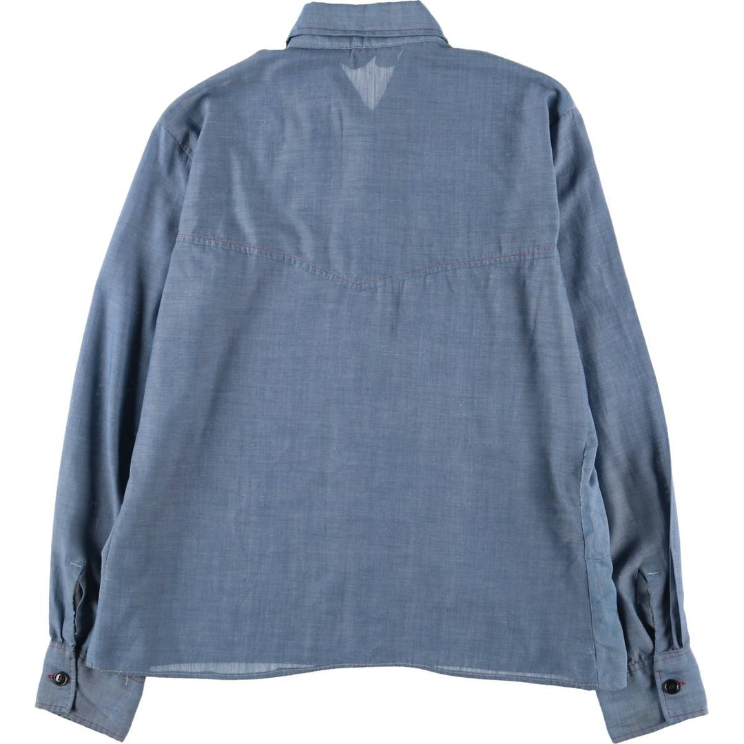 Vintage 70's DALE Western shirt, made in Canada, size L for women polyester blue type Vintage Second Hand