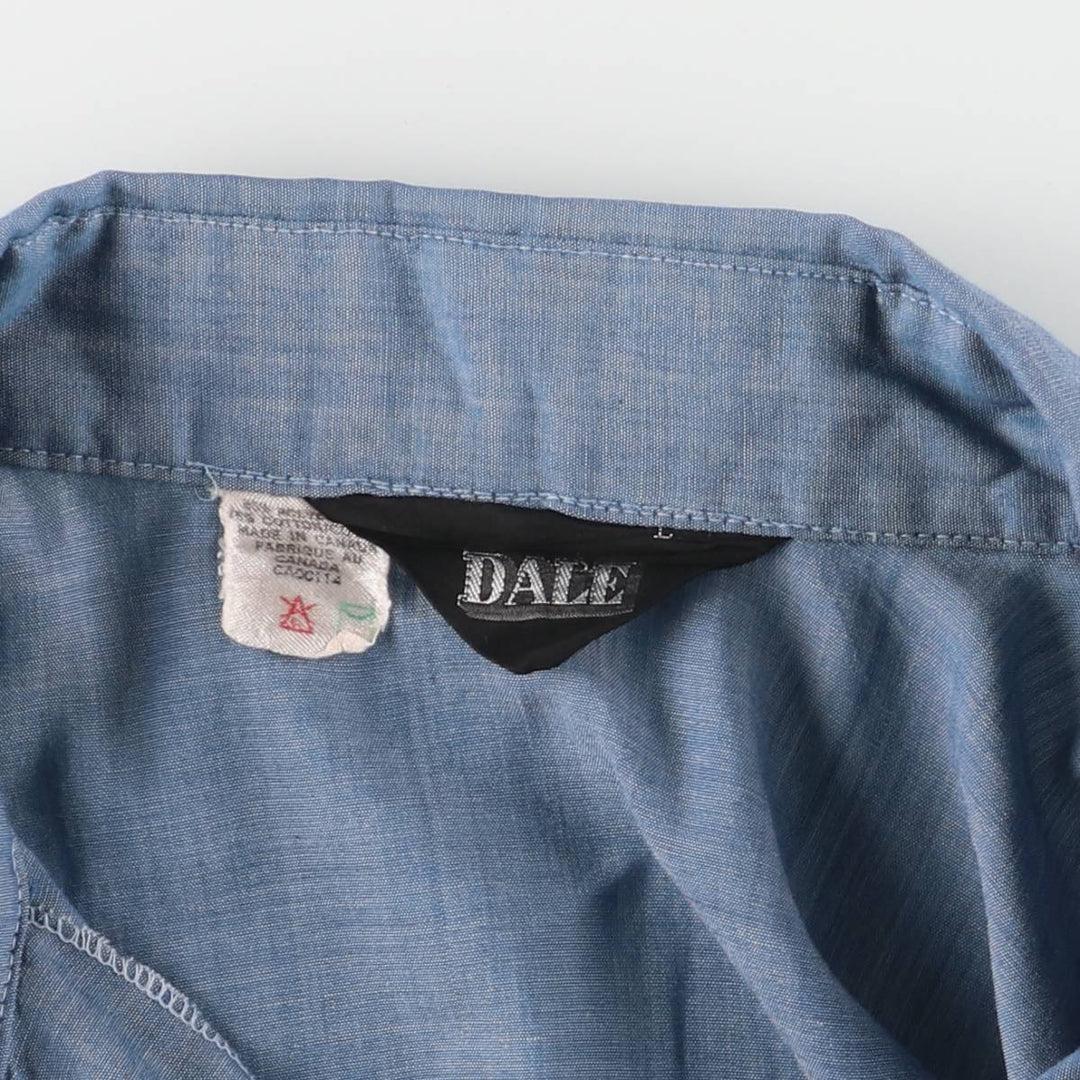 Vintage 70's DALE Western shirt, made in Canada, size L for women polyester blue type Vintage Second Hand