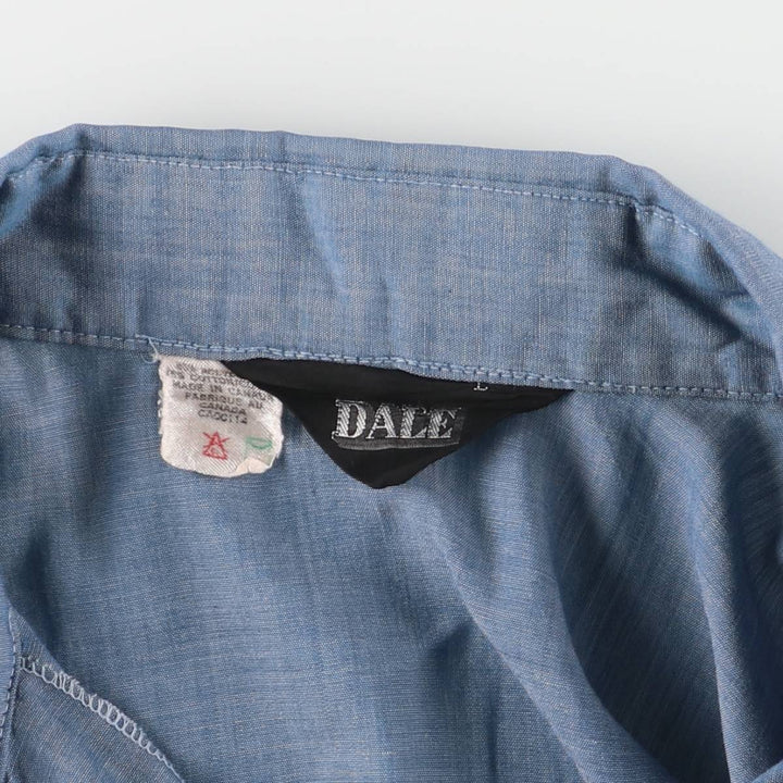 Vintage 70's DALE Western shirt, made in Canada, size L for women polyester blue type Vintage Second Hand