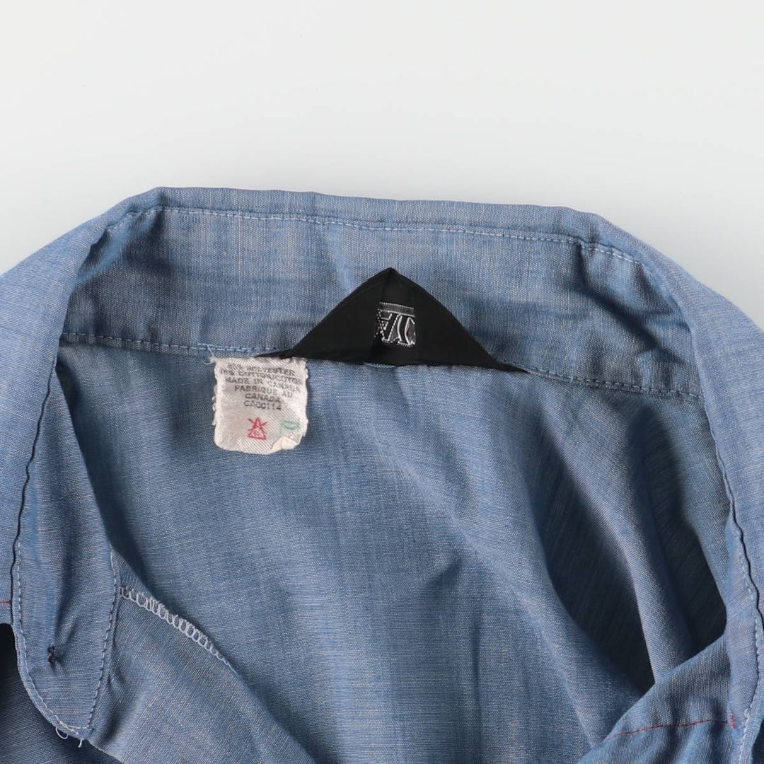 Vintage 70's DALE Western shirt, made in Canada, size L for women polyester blue type Vintage Second Hand