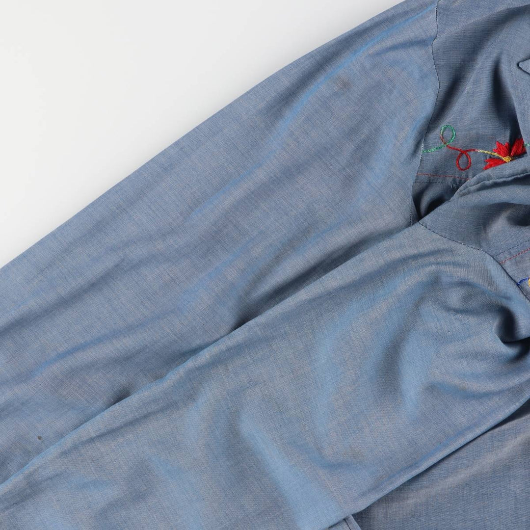 Vintage 70's DALE Western shirt, made in Canada, size L for women polyester blue type Vintage Second Hand