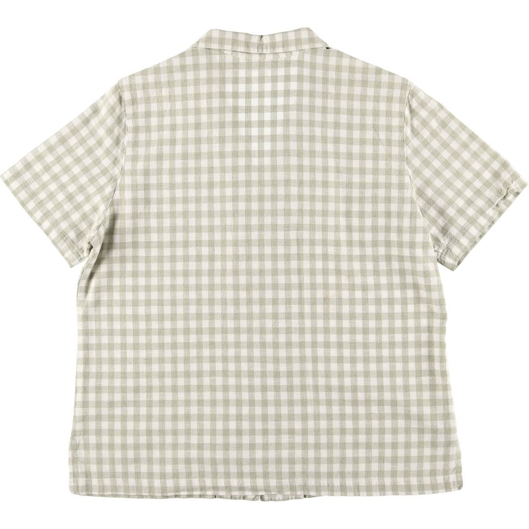 CATHY DANIELS Gingham check short sleeve open collar cotton shirt women's size L cotton white type Vintage Second Hand