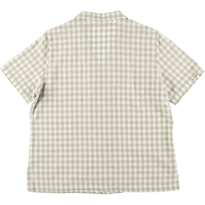 CATHY DANIELS Gingham check short sleeve open collar cotton shirt women's size L cotton white type Vintage Second Hand