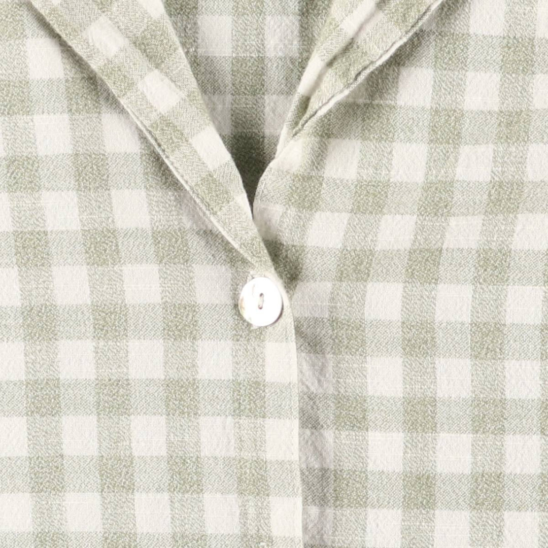 CATHY DANIELS Gingham check short sleeve open collar cotton shirt women's size L cotton white type Vintage Second Hand