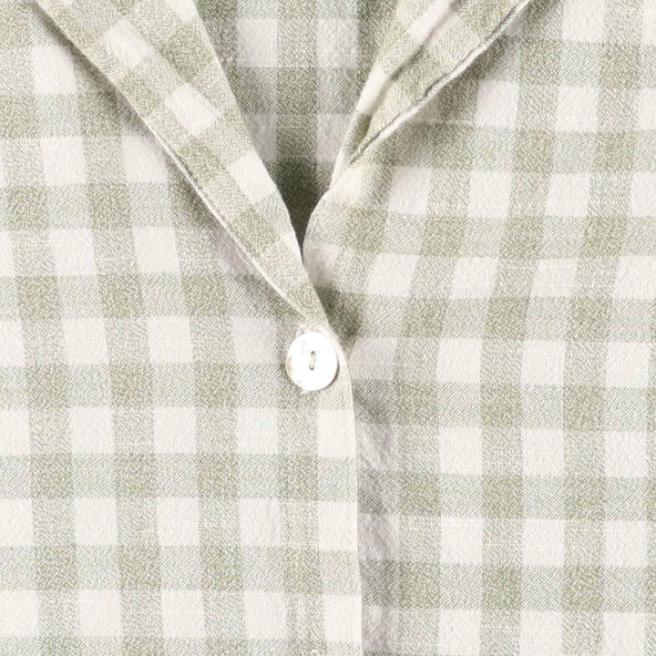 CATHY DANIELS Gingham check short sleeve open collar cotton shirt women's size L cotton white type Vintage Second Hand