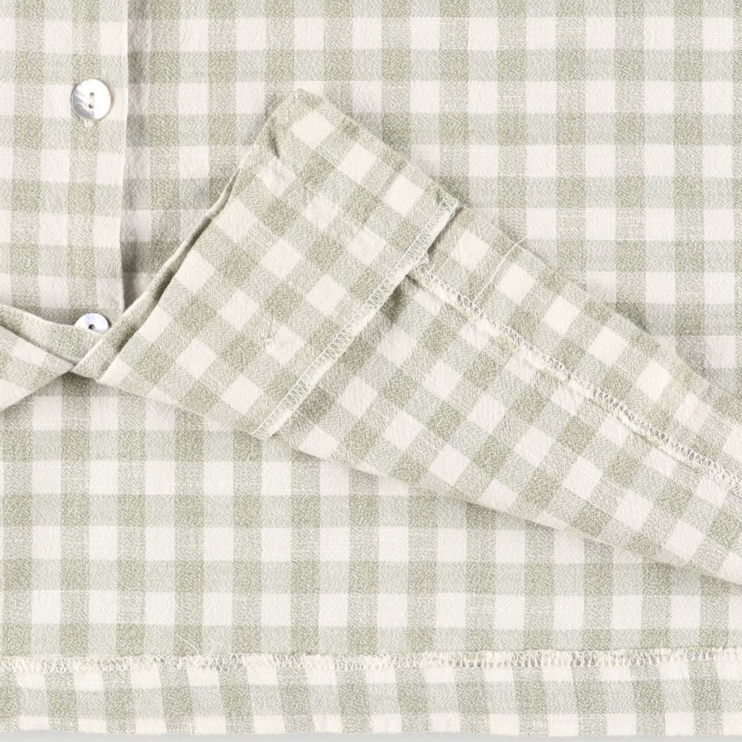 CATHY DANIELS Gingham check short sleeve open collar cotton shirt women's size L cotton white type Vintage Second Hand