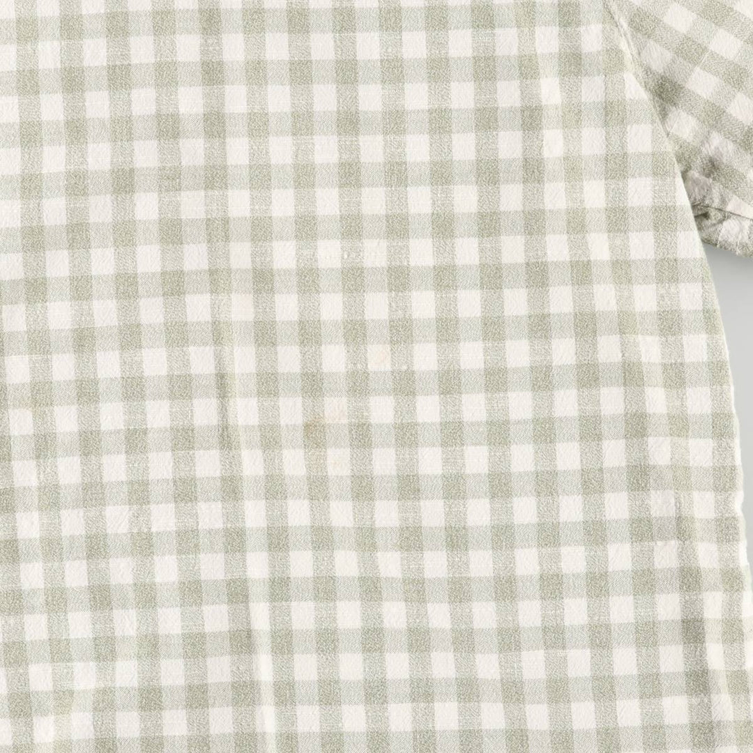 CATHY DANIELS Gingham check short sleeve open collar cotton shirt women's size L cotton white type Vintage Second Hand