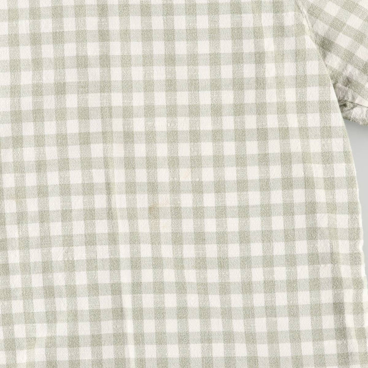 CATHY DANIELS Gingham check short sleeve open collar cotton shirt women's size L cotton white type Vintage Second Hand