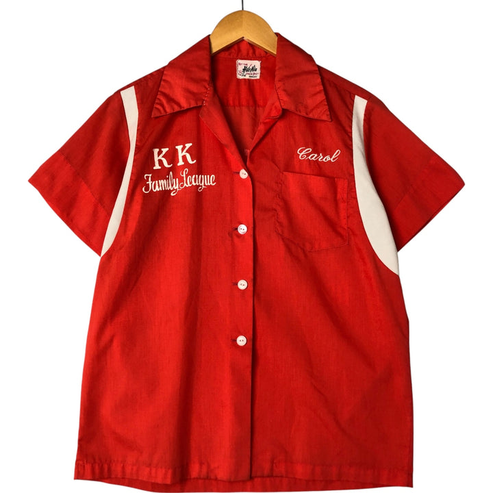 60'S HALE-NIU open collar short sleeve bowling shirt, women's size M, vintage unclear red type Vintage Second Hand