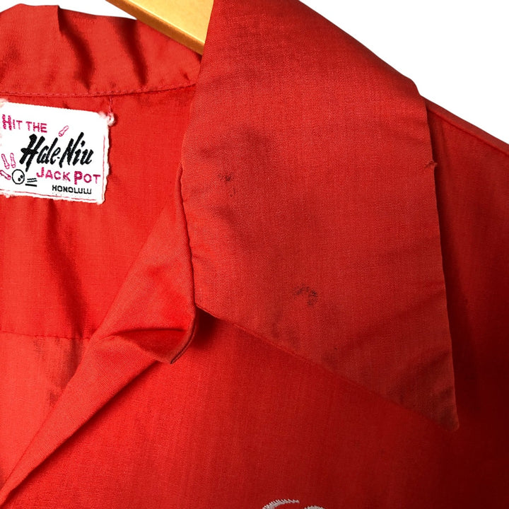 60'S HALE-NIU open collar short sleeve bowling shirt, women's size M, vintage unclear red type Vintage Second Hand