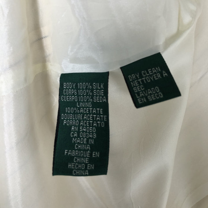 Ralph Lauren Peak Lapel Double Breasted Stripe Pattern Silk Tailored Jacket Women's Size L silk Vintage Second Hand