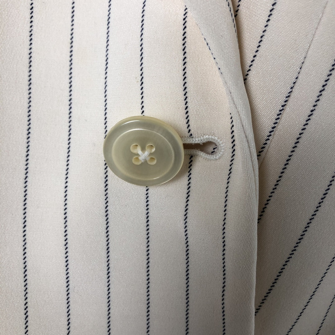 Ralph Lauren Peak Lapel Double Breasted Stripe Pattern Silk Tailored Jacket Women's Size L silk Vintage Second Hand