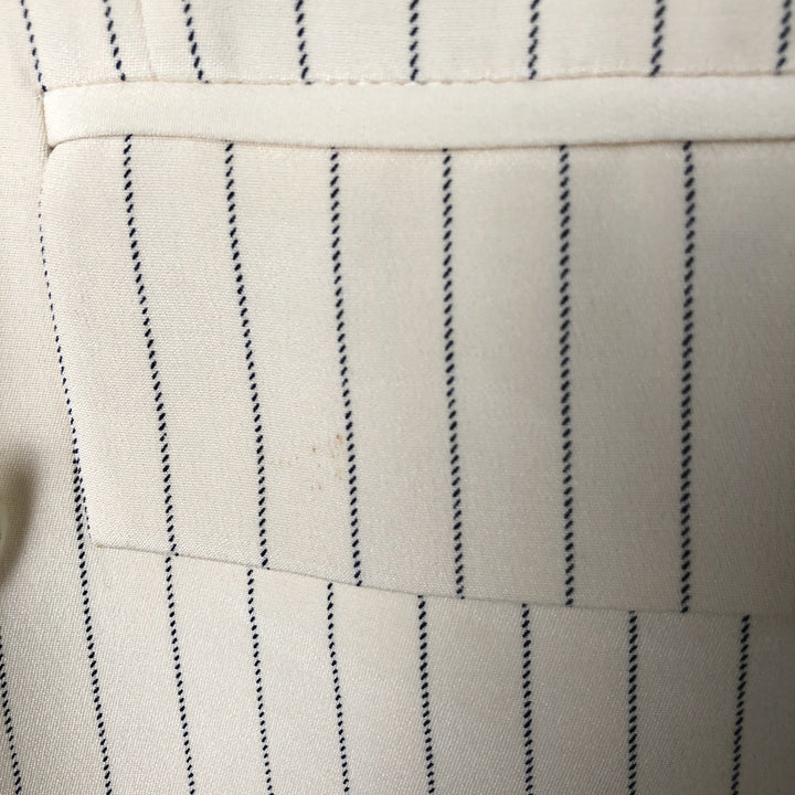 Ralph Lauren Peak Lapel Double Breasted Stripe Pattern Silk Tailored Jacket Women's Size L silk Vintage Second Hand