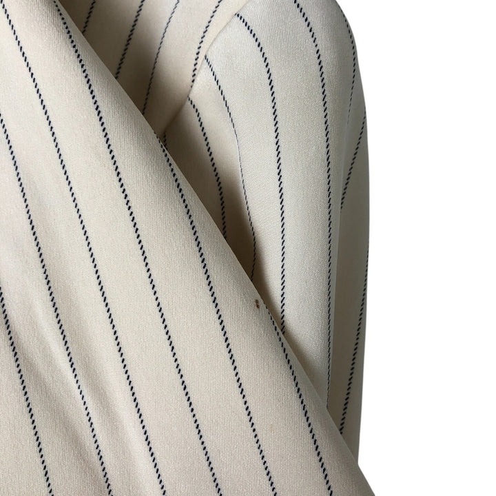 Ralph Lauren Peak Lapel Double Breasted Stripe Pattern Silk Tailored Jacket Women's Size L silk Vintage Second Hand